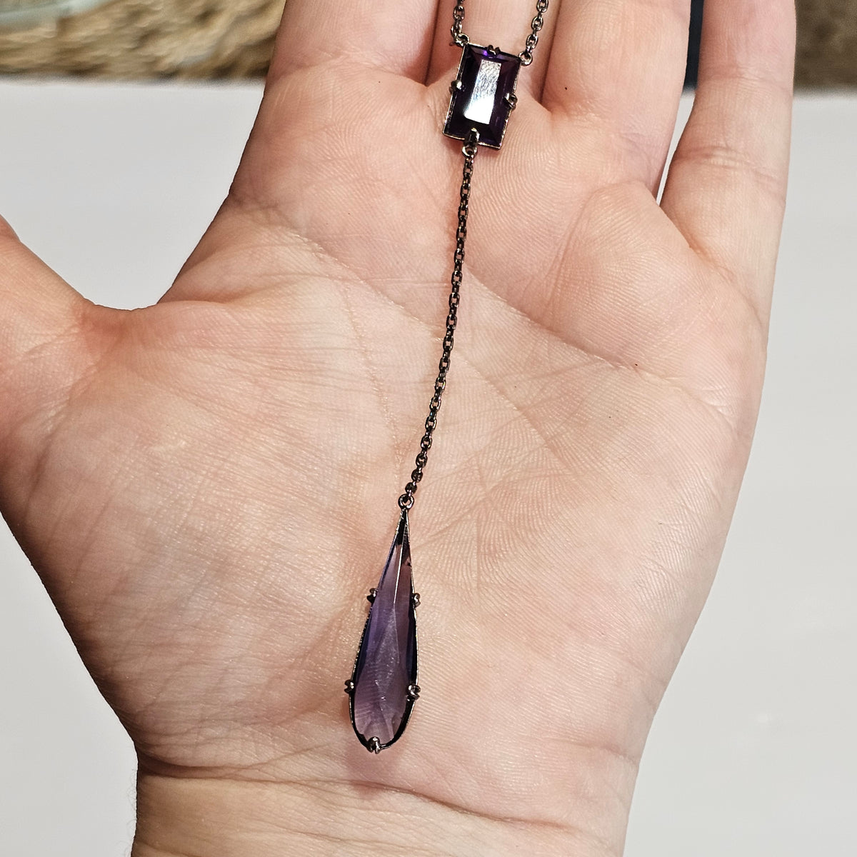 Gorgeous Lariat Drop Purple Crystal Necklace Shelli Segal