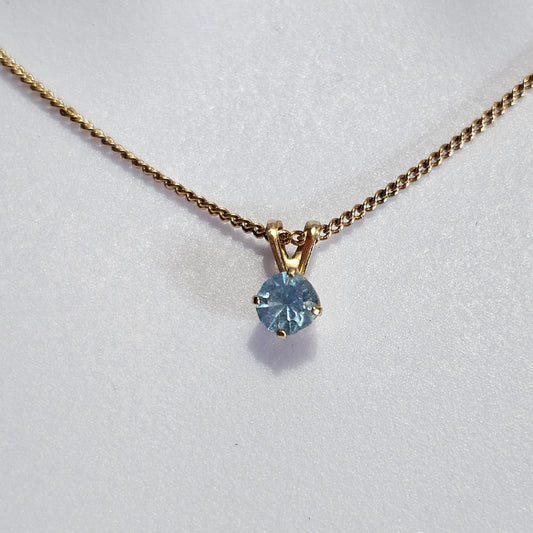 Ice Blue Topaz Cubic Zirconia Gold-tone Chain Necklace Vintage
