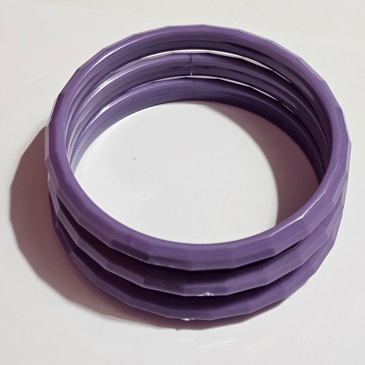 Set of 3 Purple Acrylic Textured Bangle Bracelets Vintage 90s