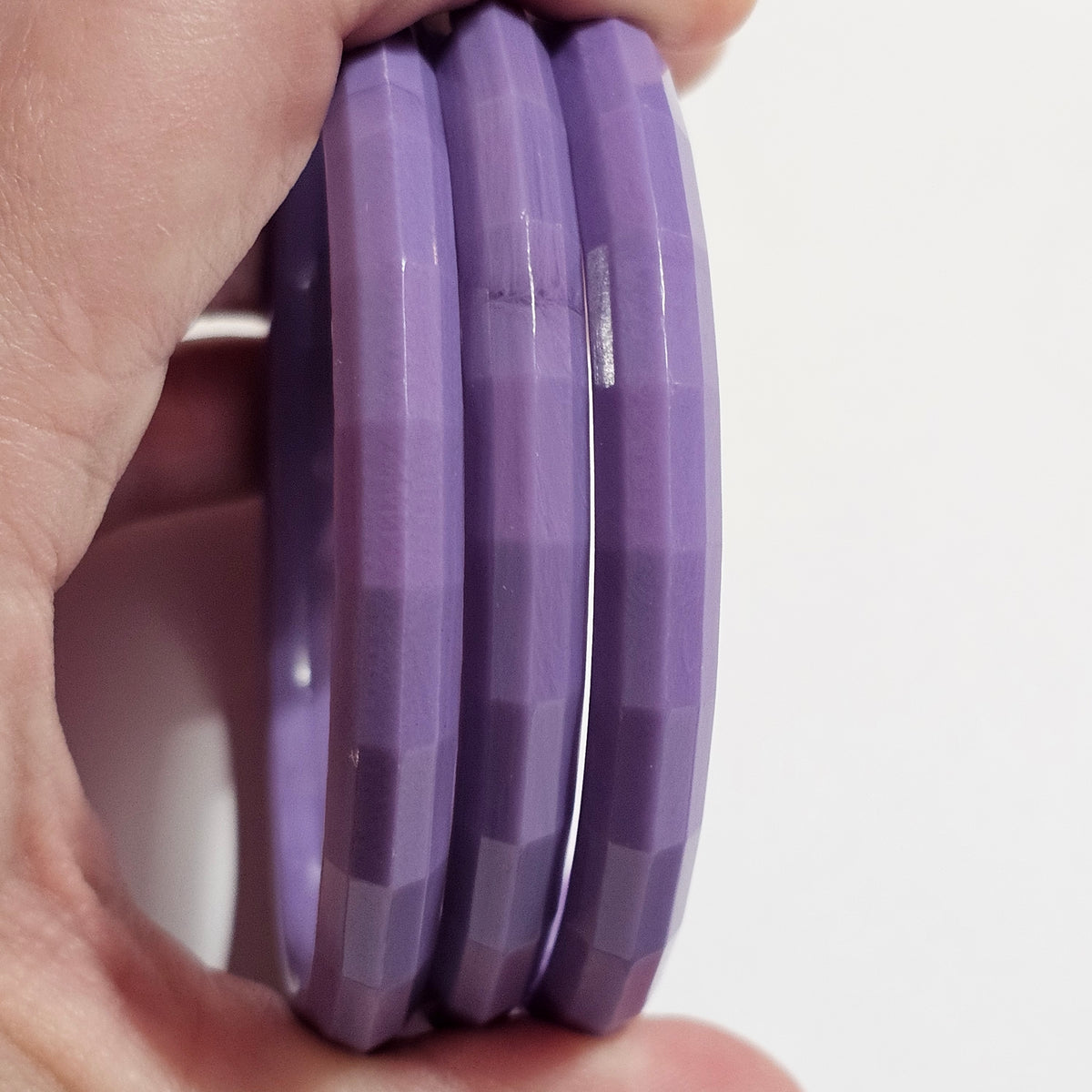 Set of 3 Purple Acrylic Textured Bangle Bracelets Vintage 90s
