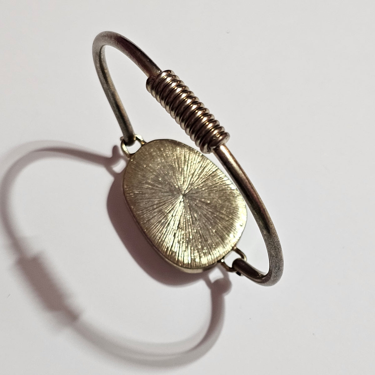 Natural Faceted Cut Stone Silver-tone Hinged Coil Bracelet Y2K Vintage