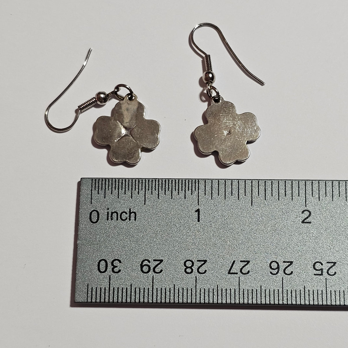 Clover Four Leaf Abalone Dangle Drop Earrings Pierced Vintage