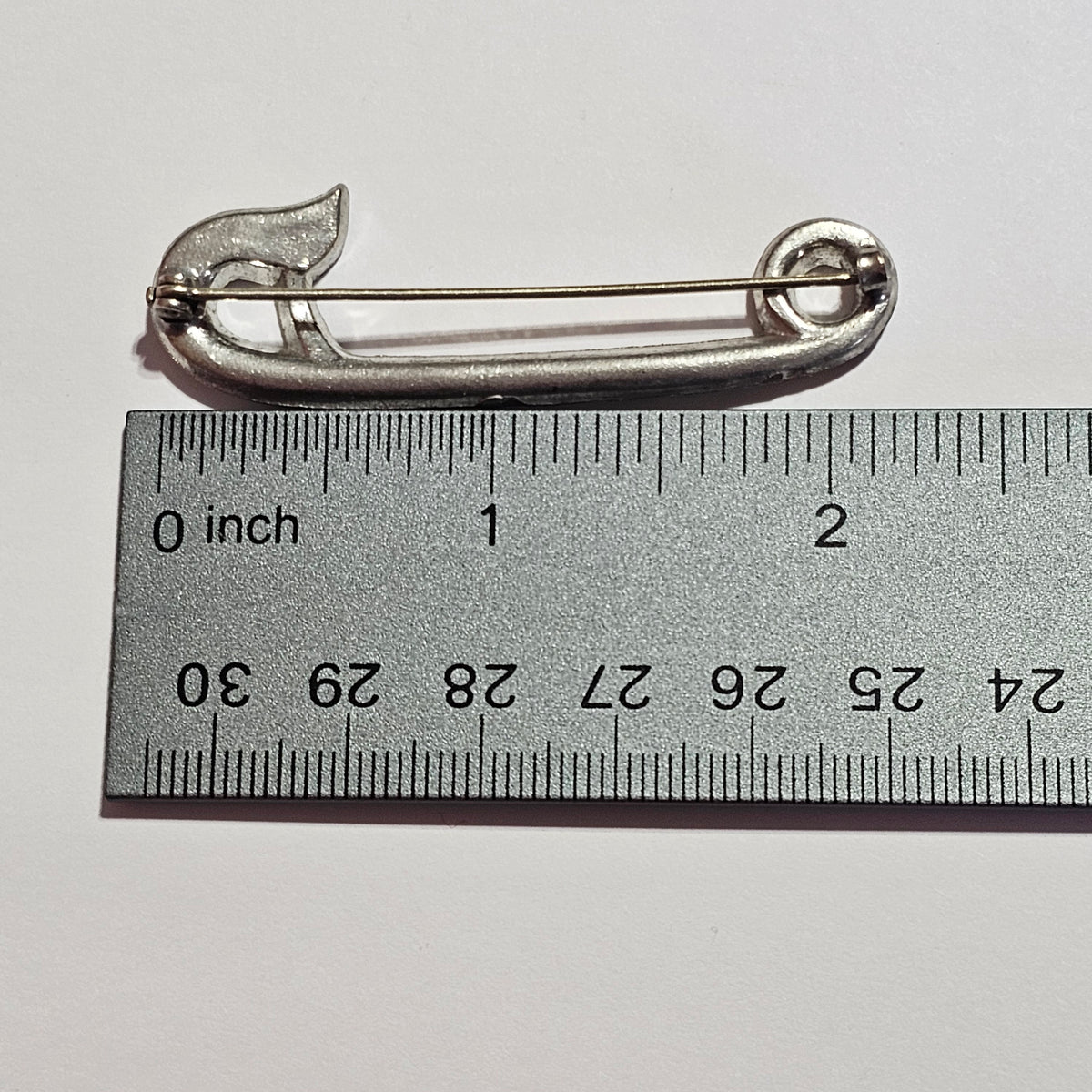 Paste Rhinestone Pot Metal Art Deco C-clasp Vintage Safety Pin Brooch