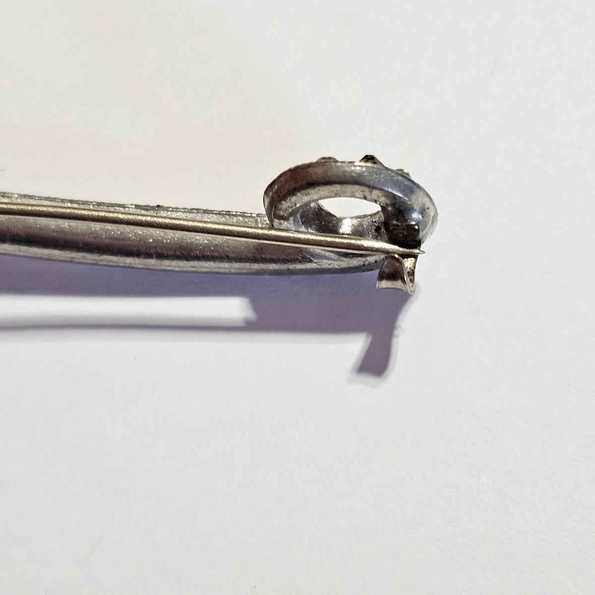 Paste Rhinestone Pot Metal Art Deco C-clasp Vintage Safety Pin Brooch