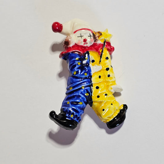 Colorful Enamel Resin Clown Jester Vintage Brooch Pin