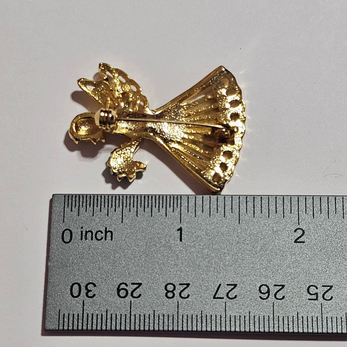Gold-tone Rhinestone Angel Vintage Brooch Pin