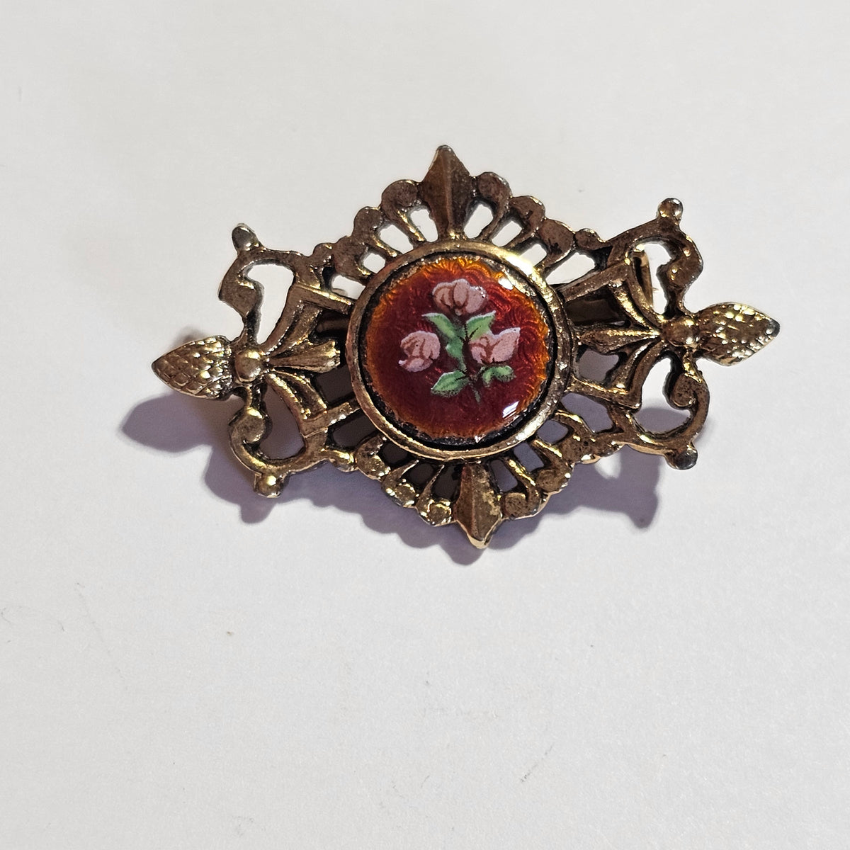 Guilloche Flower Ornate Bar Pin Brooch Renaissance Vintage