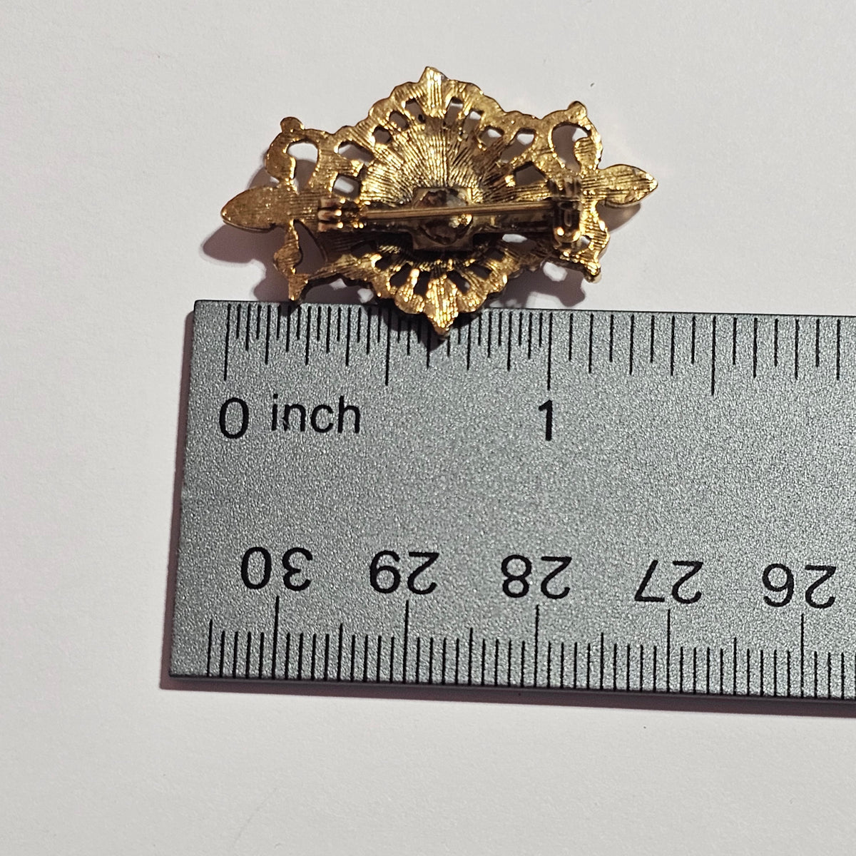 Guilloche Flower Ornate Bar Pin Brooch Renaissance Vintage