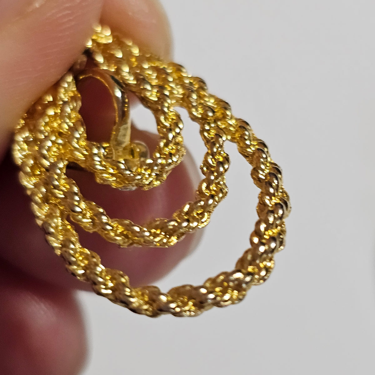 Gold-tone Twisted Textured Layered Oval Hoop Dangle Pierced Earrings Vintage
