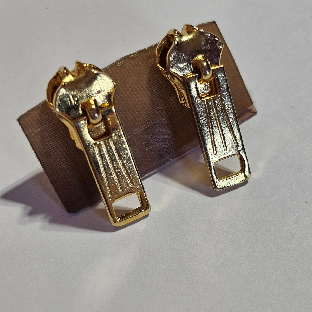 Gold-tone Zipper Earrings Pierced Vintage Unique