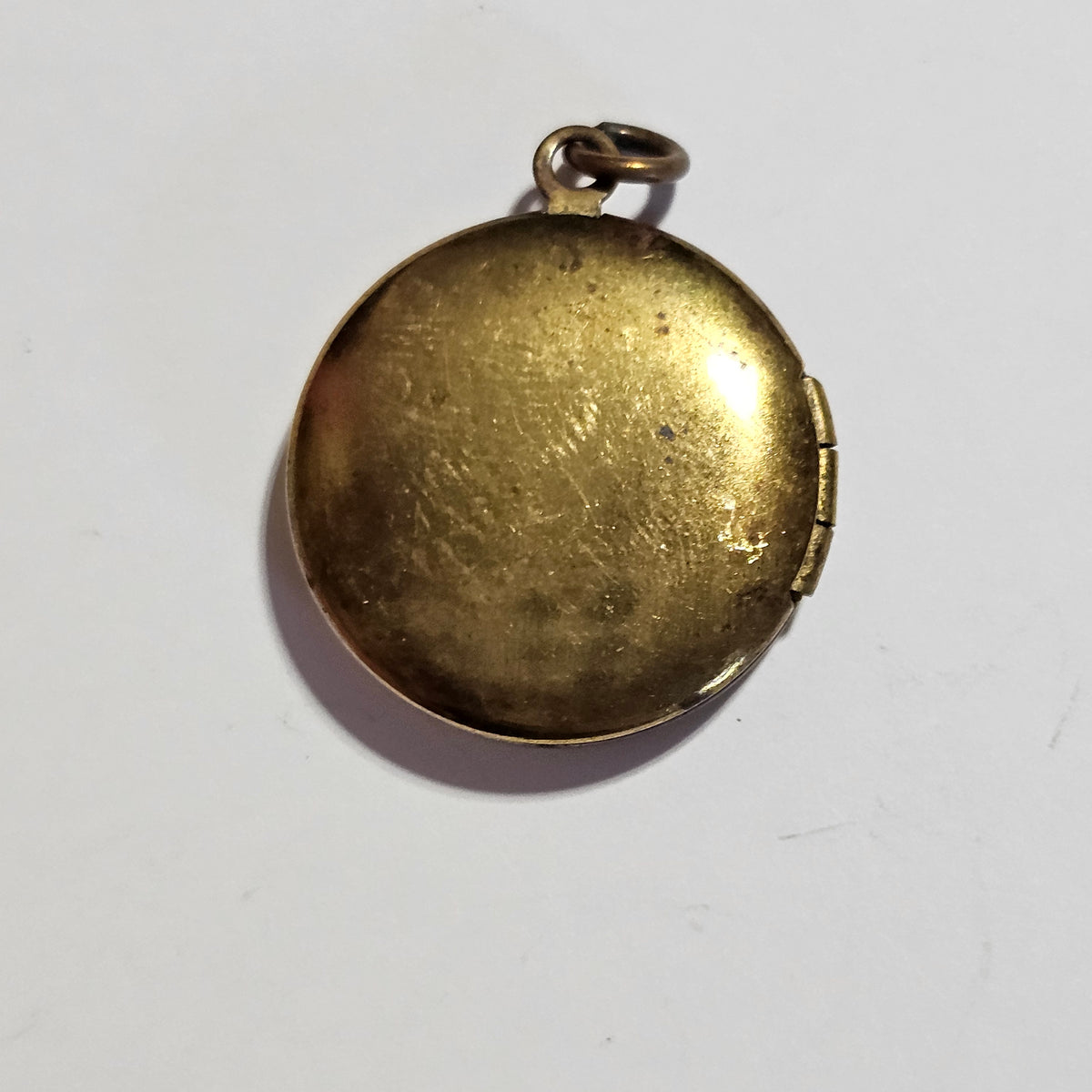 Engraved Floral Round Brass Locket Pendant Vintage