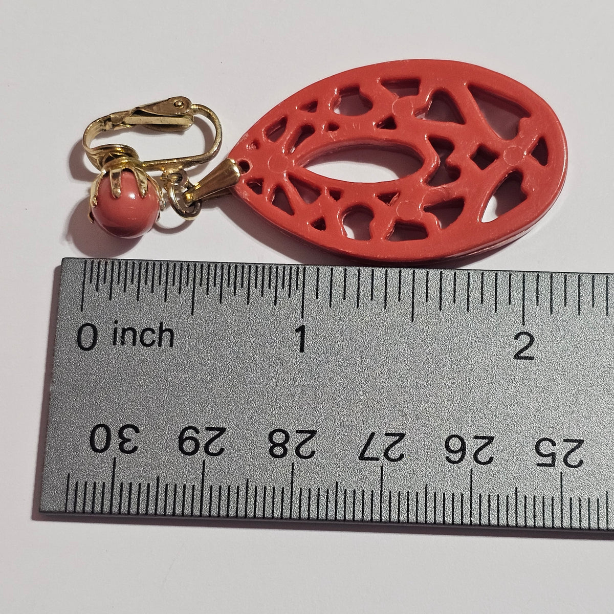Oval Dangle Unique Design Clip-on Earrings Vintage Signed Hong Kong