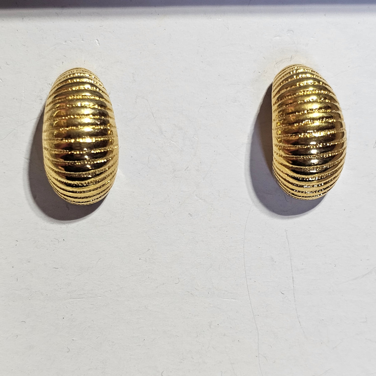 Set of 2 Monet Gold-tone Hoop Pierced Earrings Vintage Signed