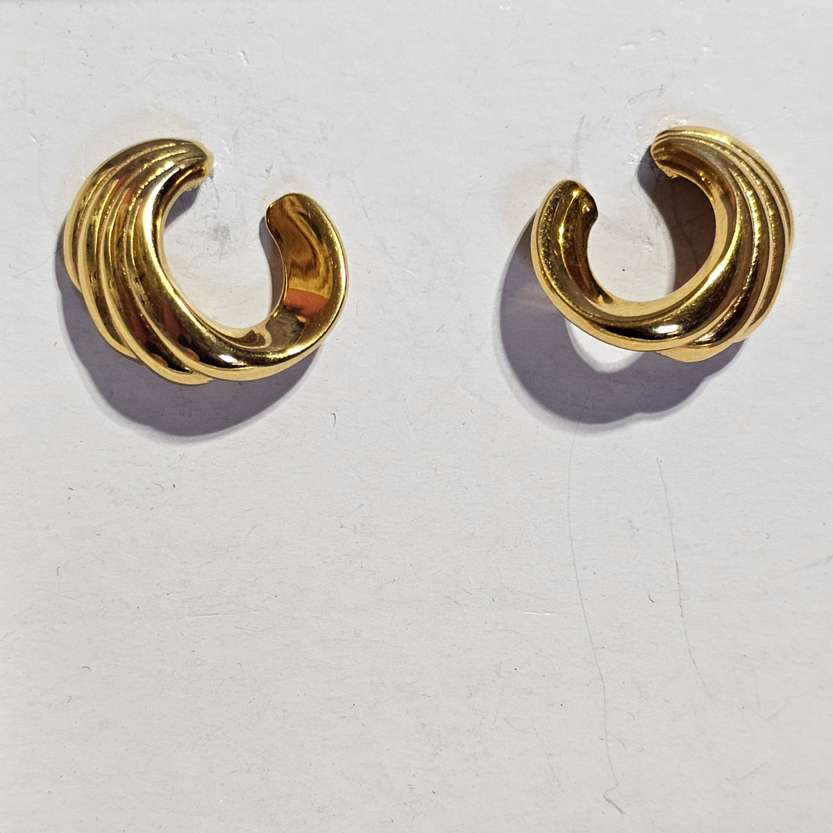 Set of 2 Monet Gold-tone Hoop Pierced Earrings Vintage Signed