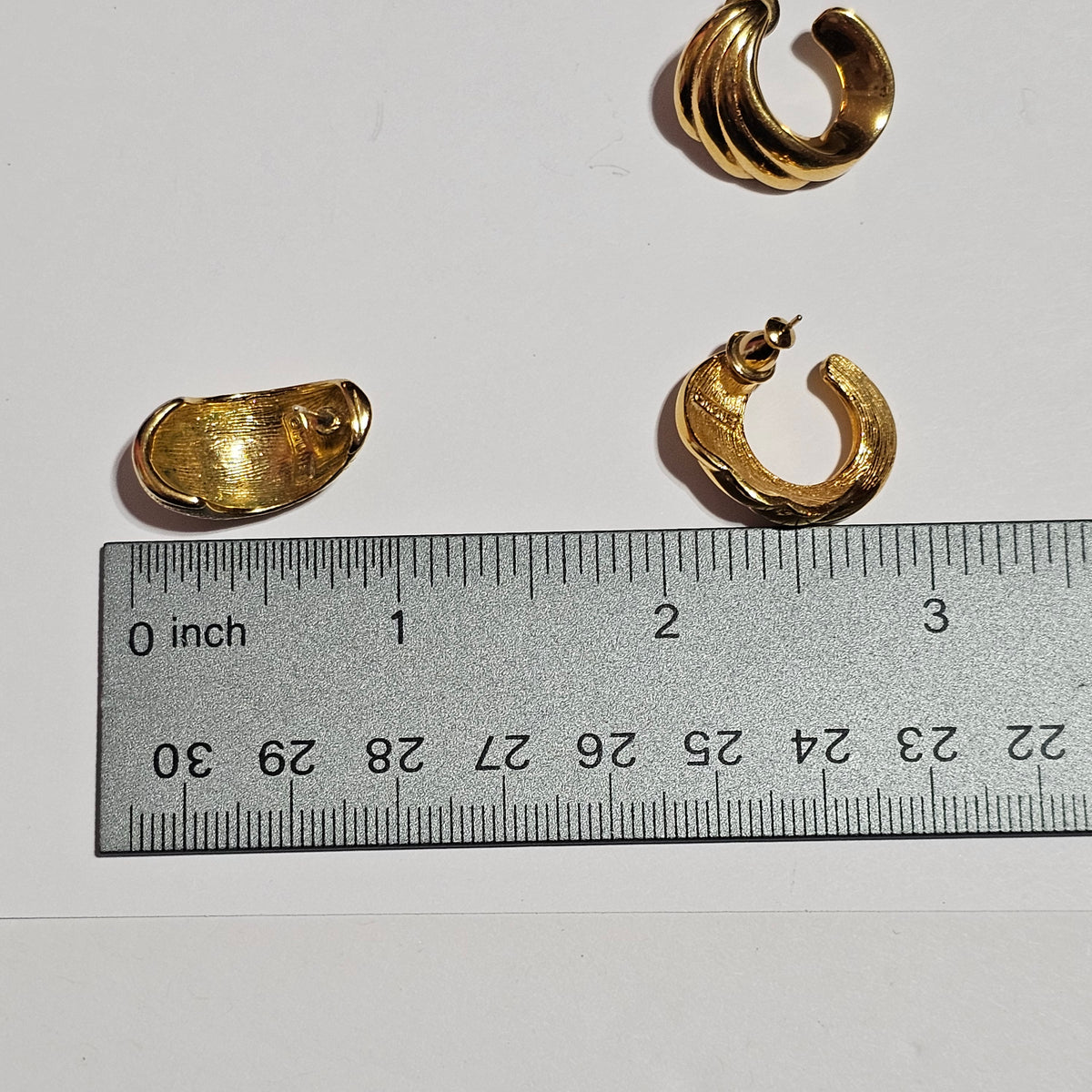 Set of 2 Monet Gold-tone Hoop Pierced Earrings Vintage Signed
