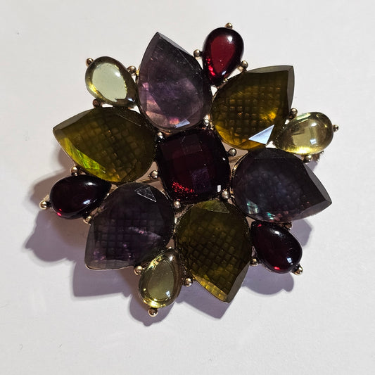 Colorful Starfruit Flower Brooch Vintage Liz Claiborne