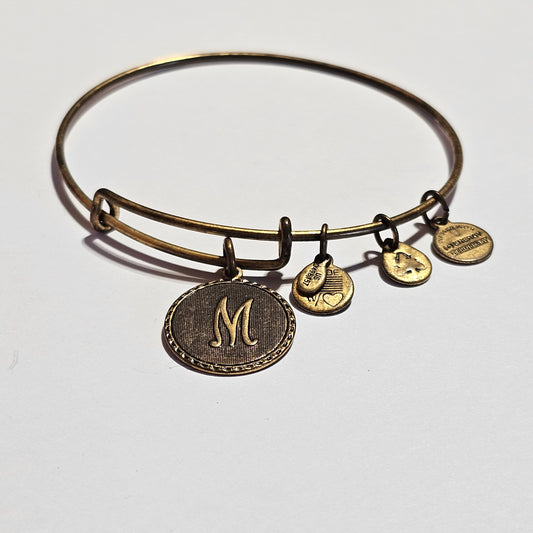 Alyx and Ani Letter M Charm Bracelet Bronze