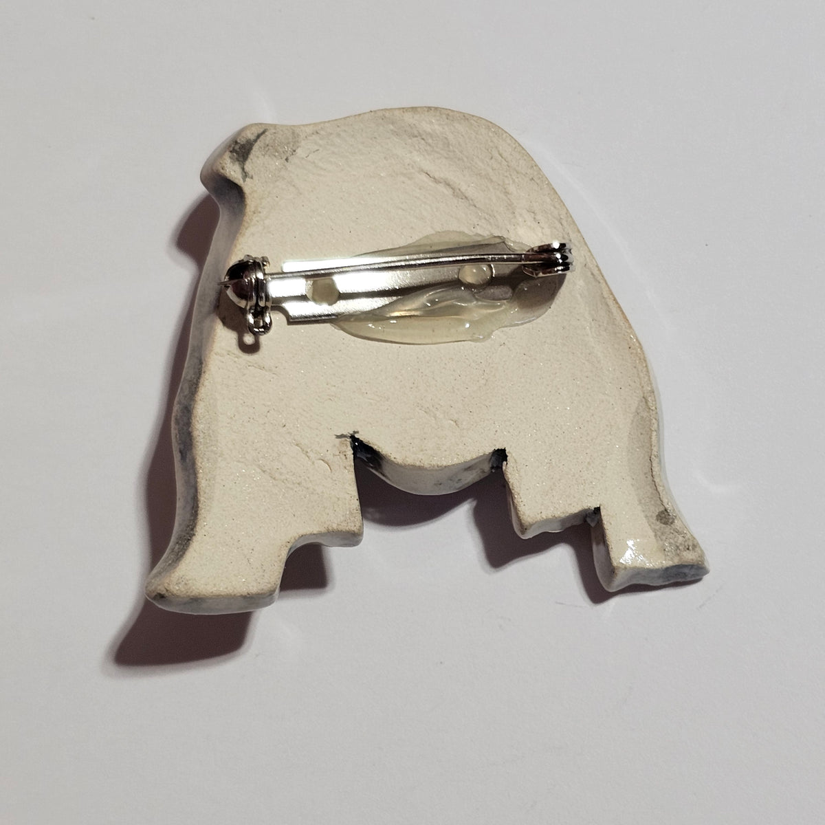 Enamel Painted Ceramic French Bulldog Brooch Pin Vintage