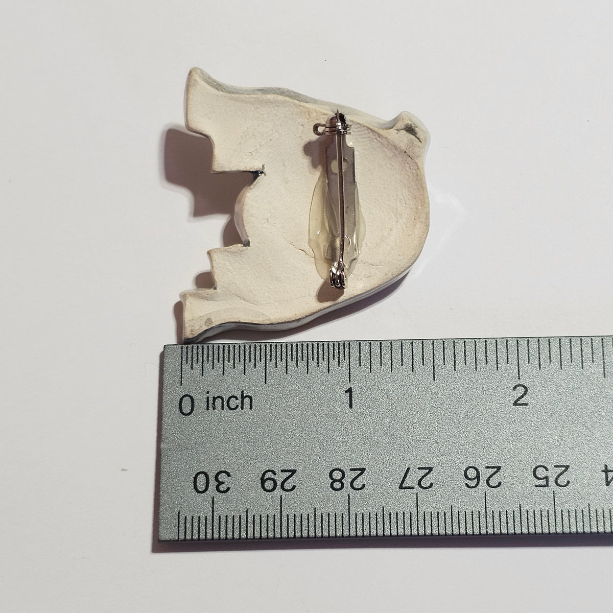Enamel Painted Ceramic French Bulldog Brooch Pin Vintage