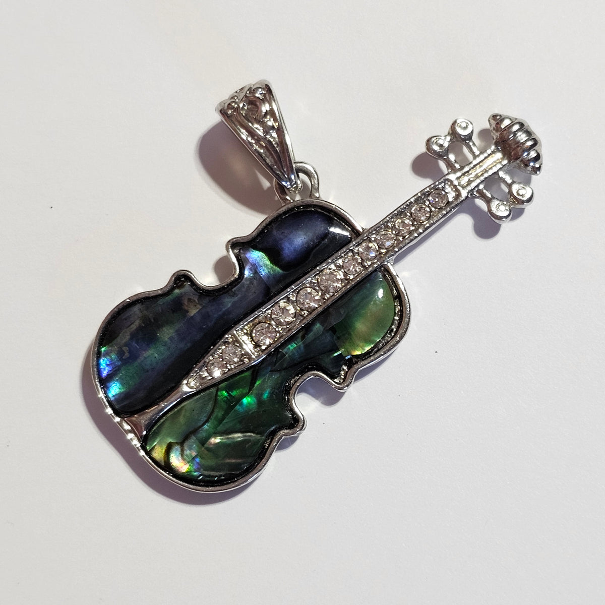 Silver-tone Abalone Guitar Musical Pendant