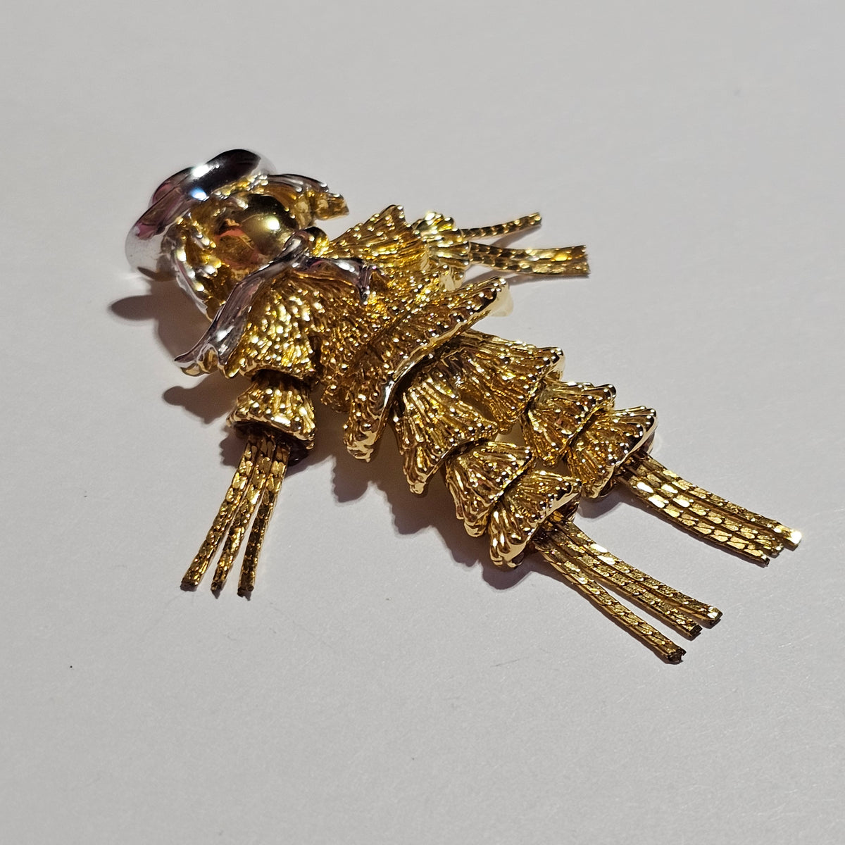 Gold-tone Detailed Articulated Scarecrow Brooch Pin Vintage