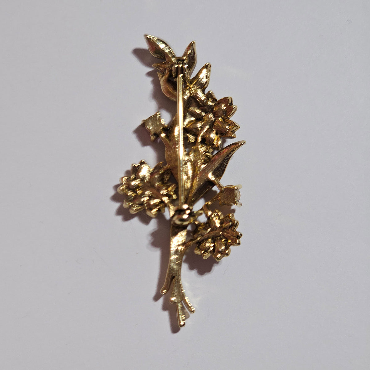 Beautiful Floral Bouquet Enamel Rhinestone Brooch Pin Vintage