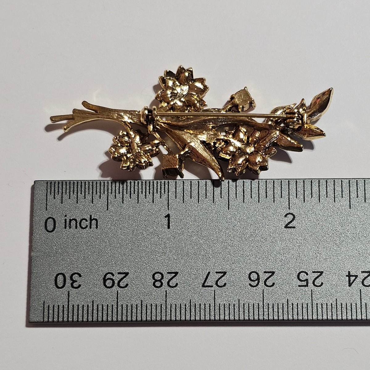 Beautiful Floral Bouquet Enamel Rhinestone Brooch Pin Vintage