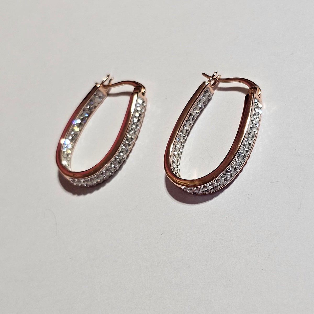 Sparkling Rose Gold Plated Sterling Zirconia Hoop Pierced Earrings JTV Bella Luce