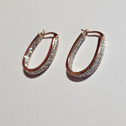 Sparkling Rose Gold Plated Sterling Zirconia Hoop Pierced Earrings JTV Bella Luce