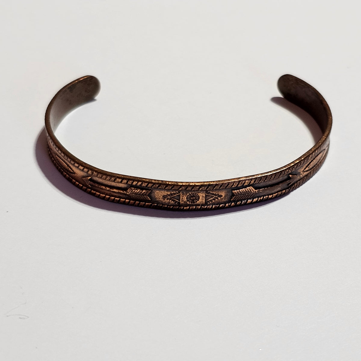 Arrow Etched Design Solid Copper Native Cuff Bracelet Unisex