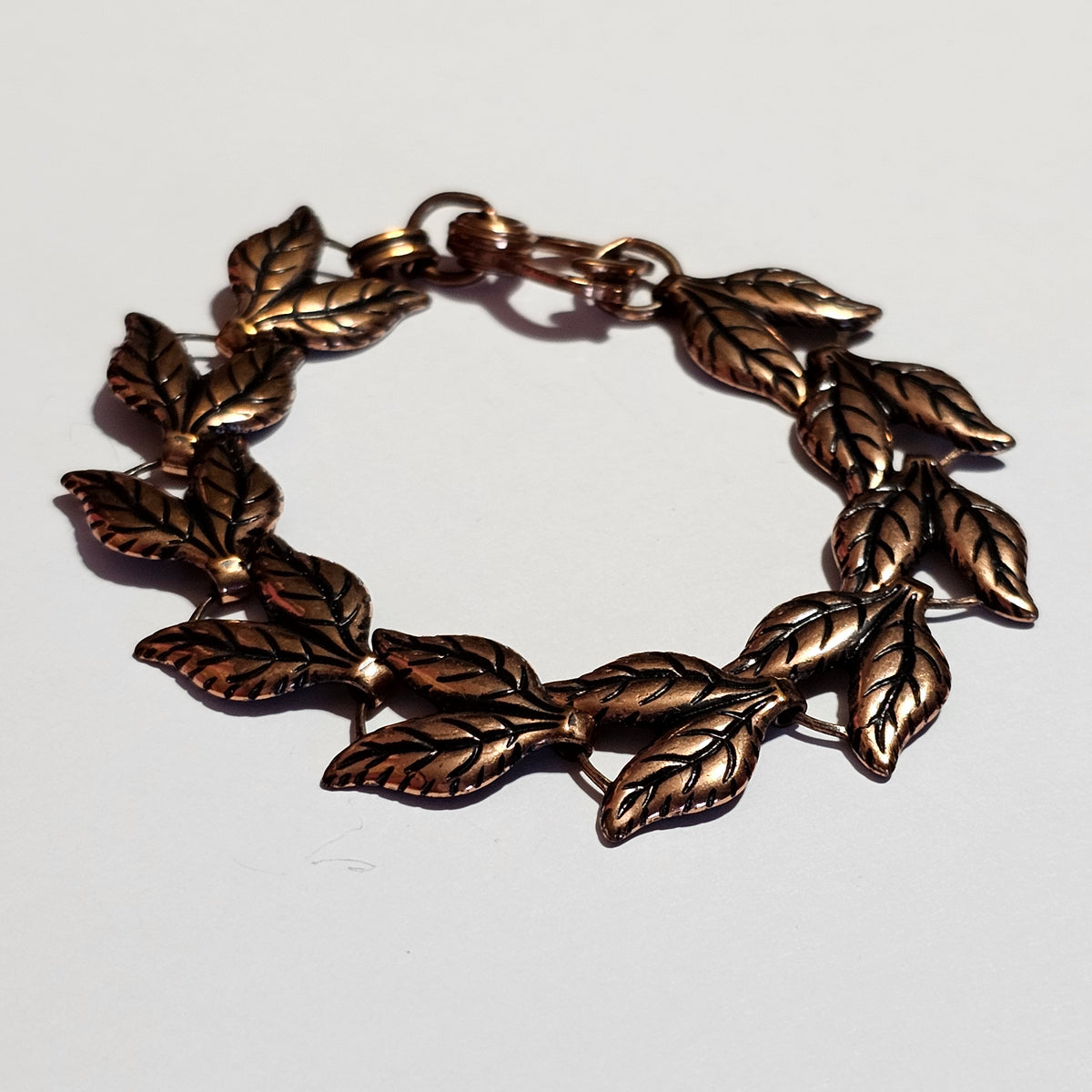 Linked Leaf Design Solid Copper Bracelet Vintage