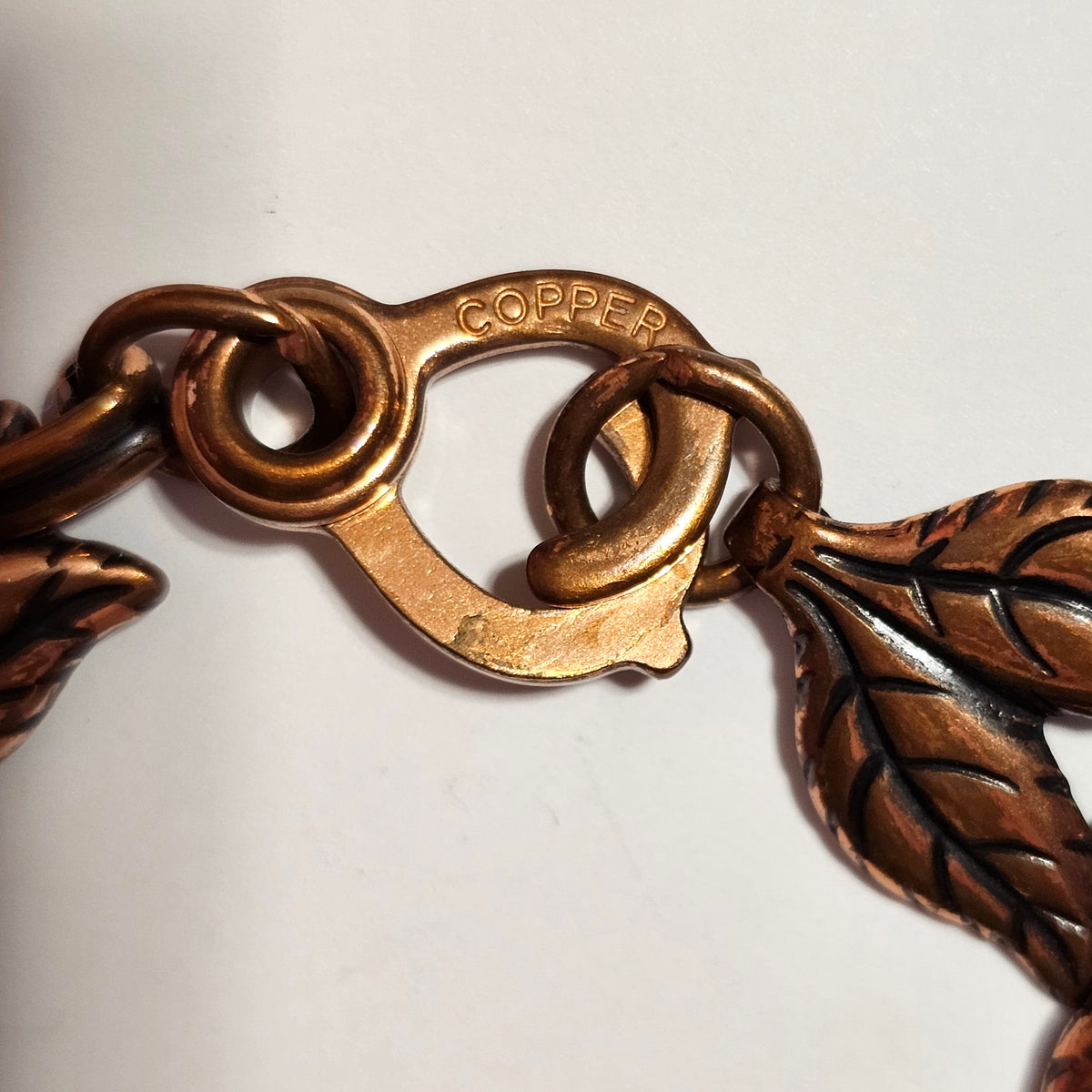 Linked Leaf Design Solid Copper Bracelet Vintage