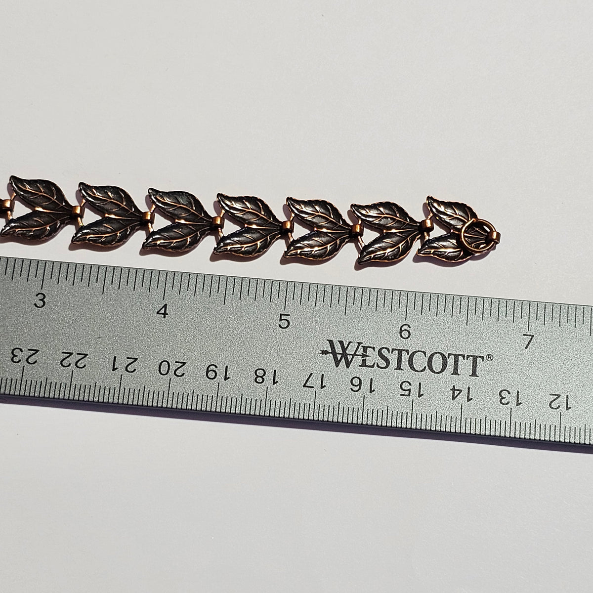 Linked Leaf Design Solid Copper Bracelet Vintage