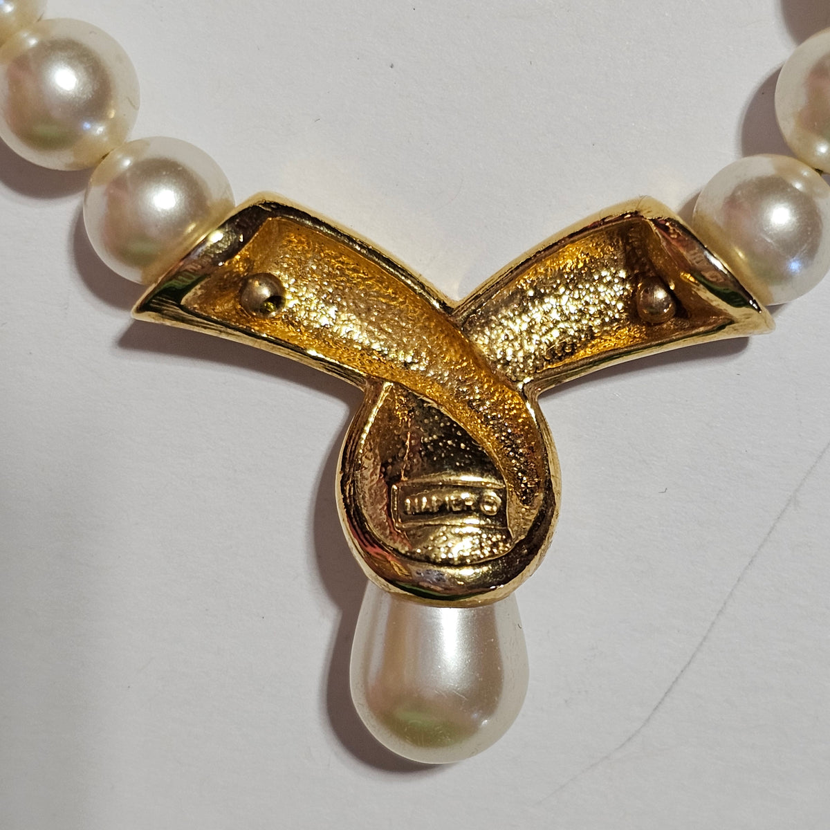 Napier Vintage Wedding Style Gold-Tone Crystal Faux Pearl Collar Statement Necklace