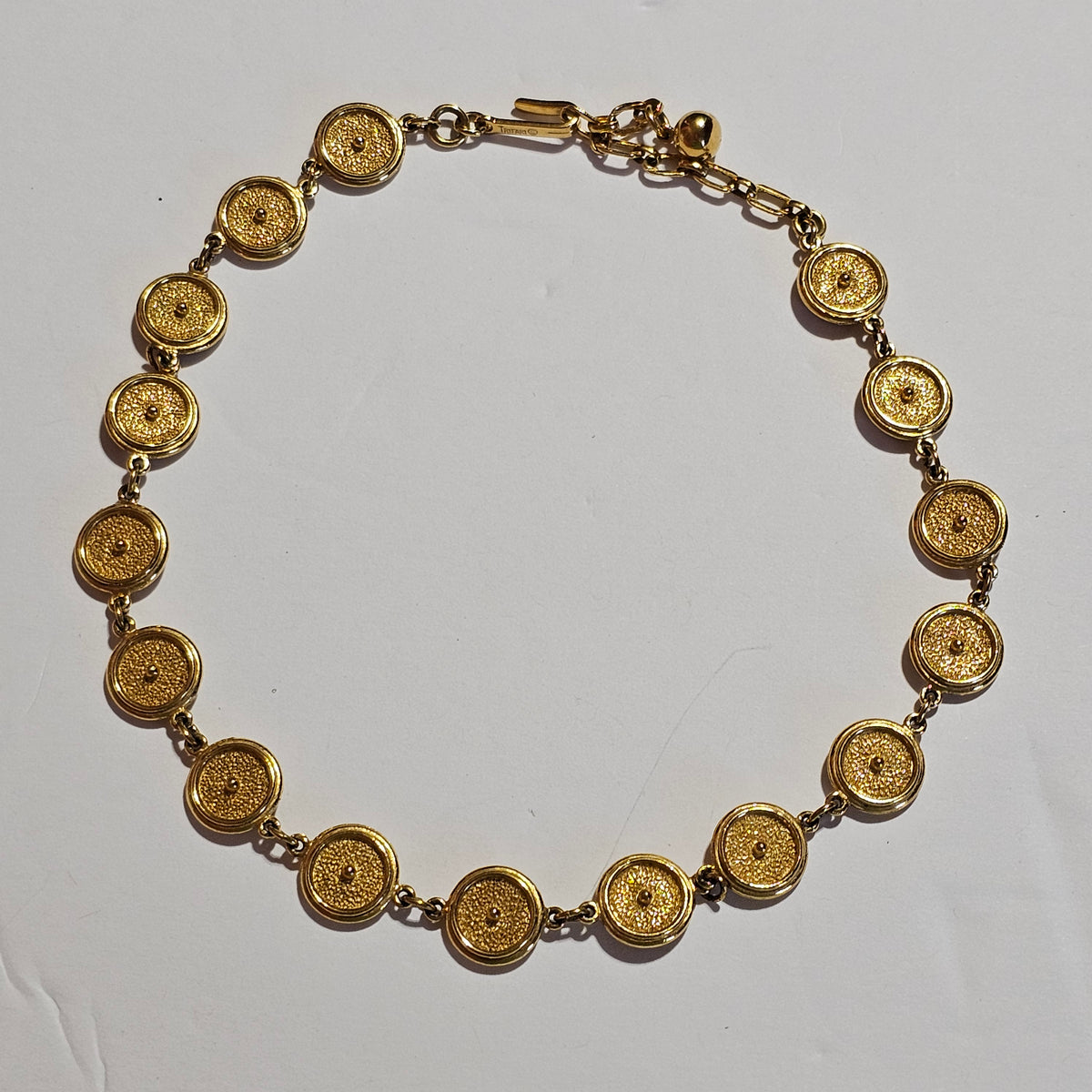 Trifari Round Disc Gold-tone Vintage Station Necklace