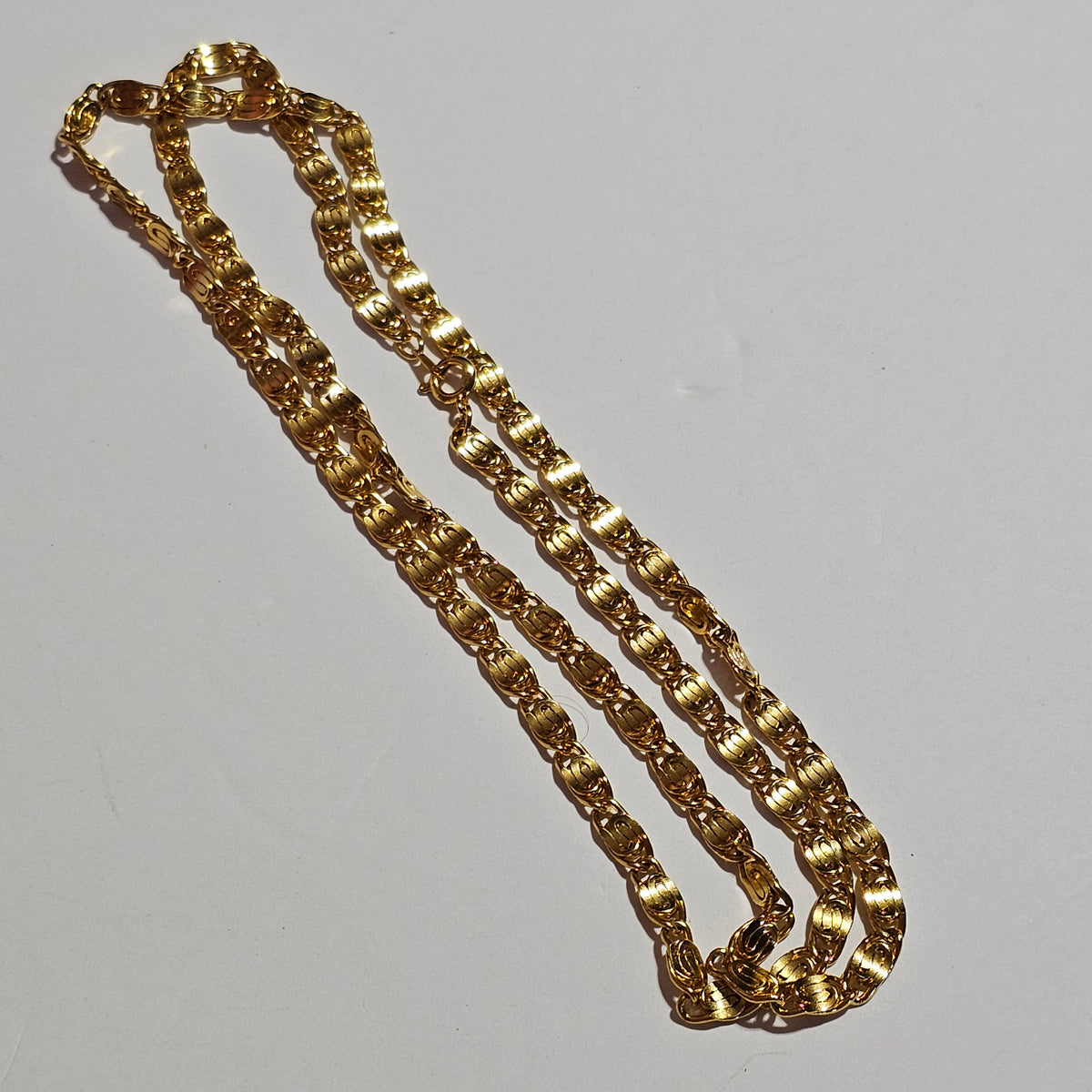 Long Gold-Tone Snail Chain Necklace Vintage Versatile 30"