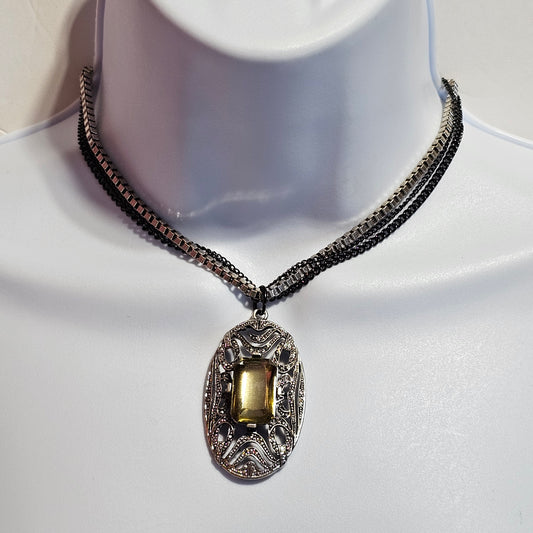 Gorgeous Vintage Style Goth Pendant Chain Necklace Dark Romance