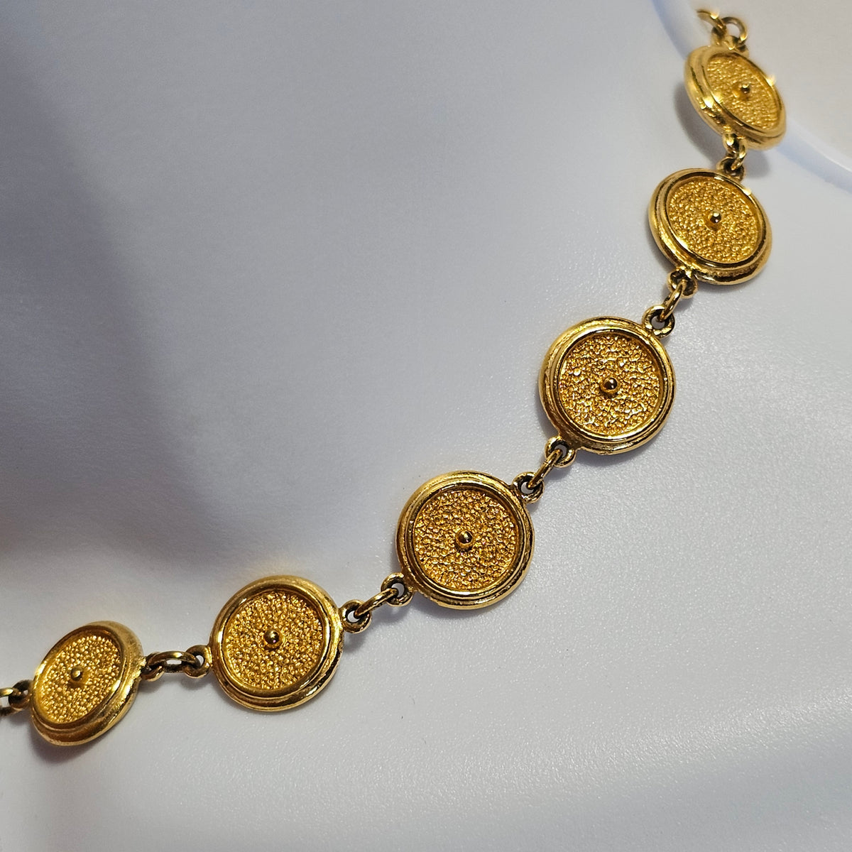 Trifari Round Disc Gold-tone Vintage Station Necklace