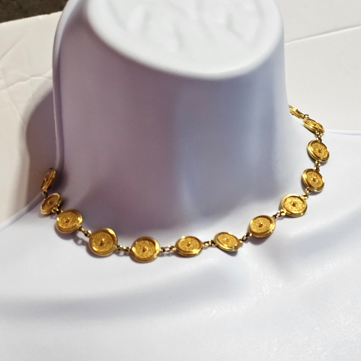 Trifari Round Disc Gold-tone Vintage Station Necklace