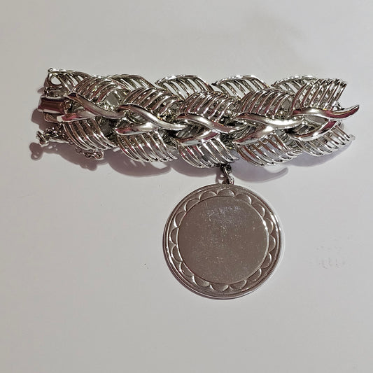 Intricate Metal Linked Medallion Bracelet Signed Coro Vintage