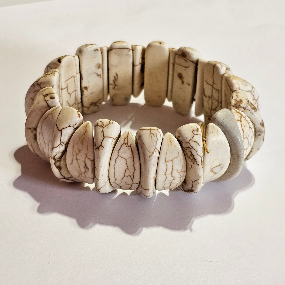 Howlite Natural Stone Beaded Stretch Bracelet Bohemian