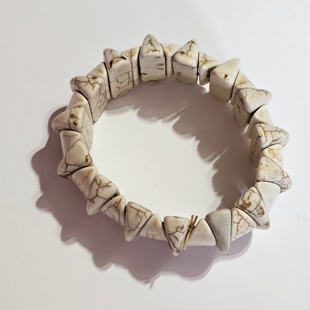 Howlite Natural Stone Beaded Stretch Bracelet Bohemian