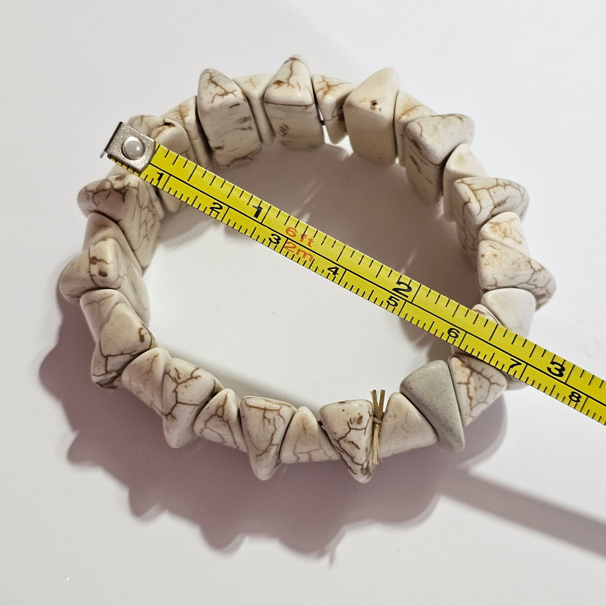Howlite Natural Stone Beaded Stretch Bracelet Bohemian