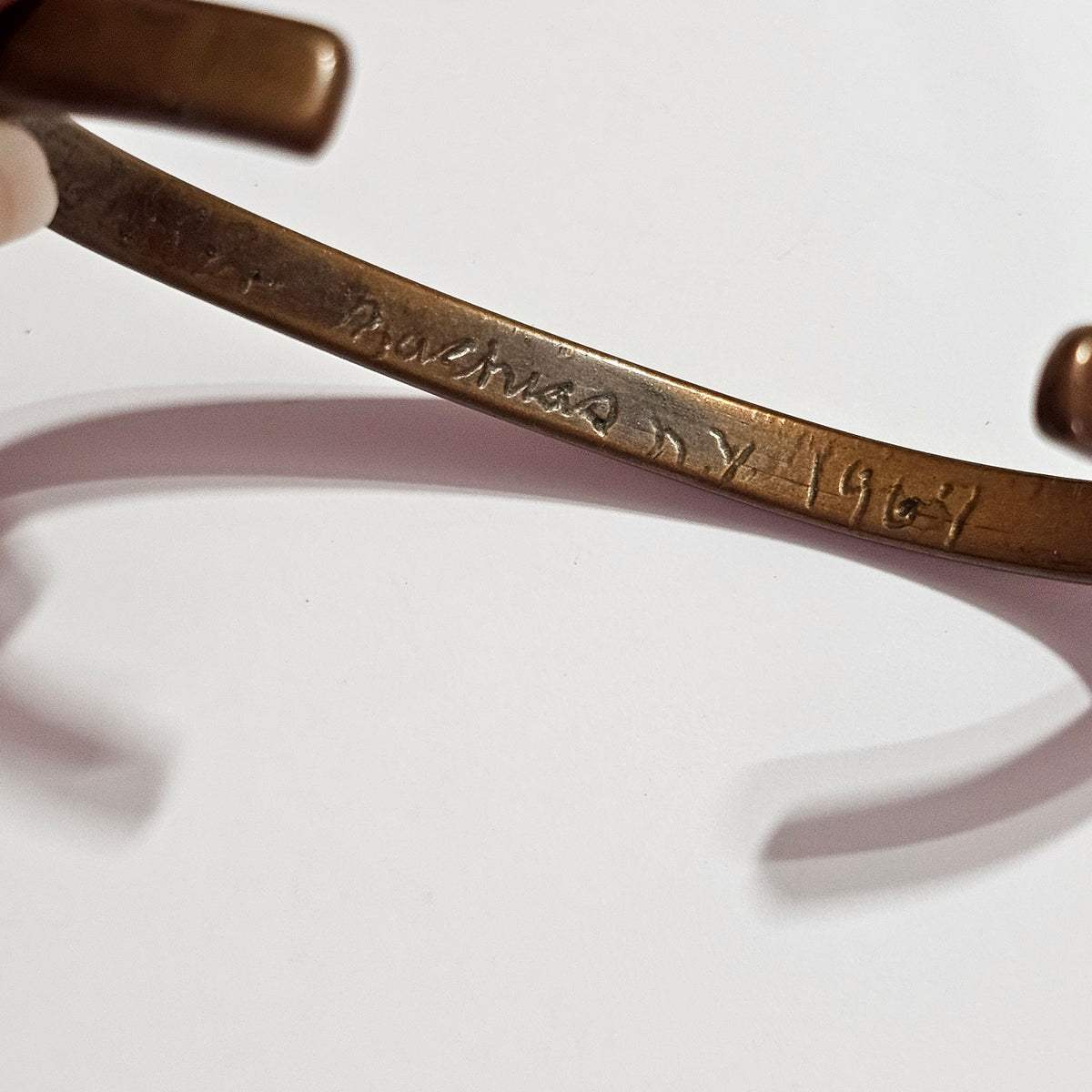 1960s Hand Forged Signed Copper Cuff Bracelet MCM Vintage