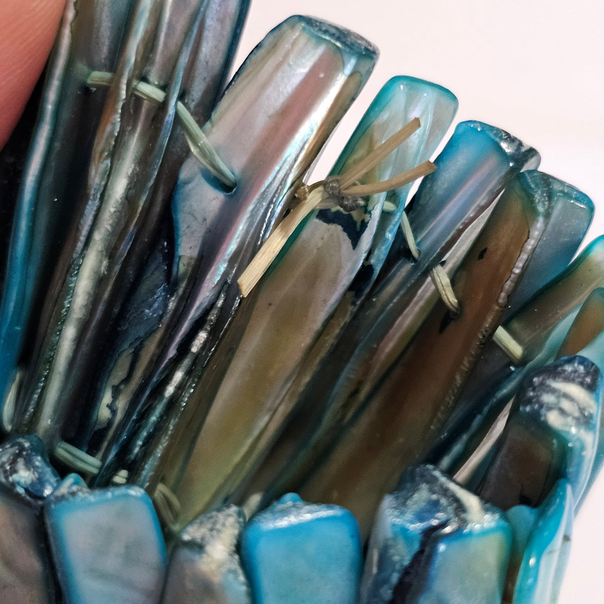 Blue Mother of Pearl Shard Beaded Stretch Bracelet