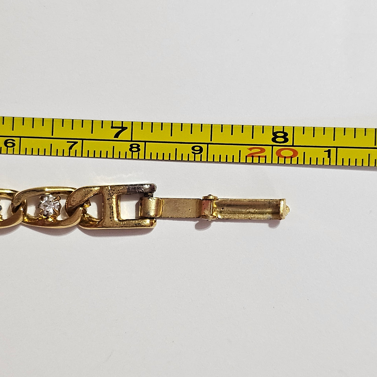 Gold-tone Clear Blue Rhinestone Link Bracelet