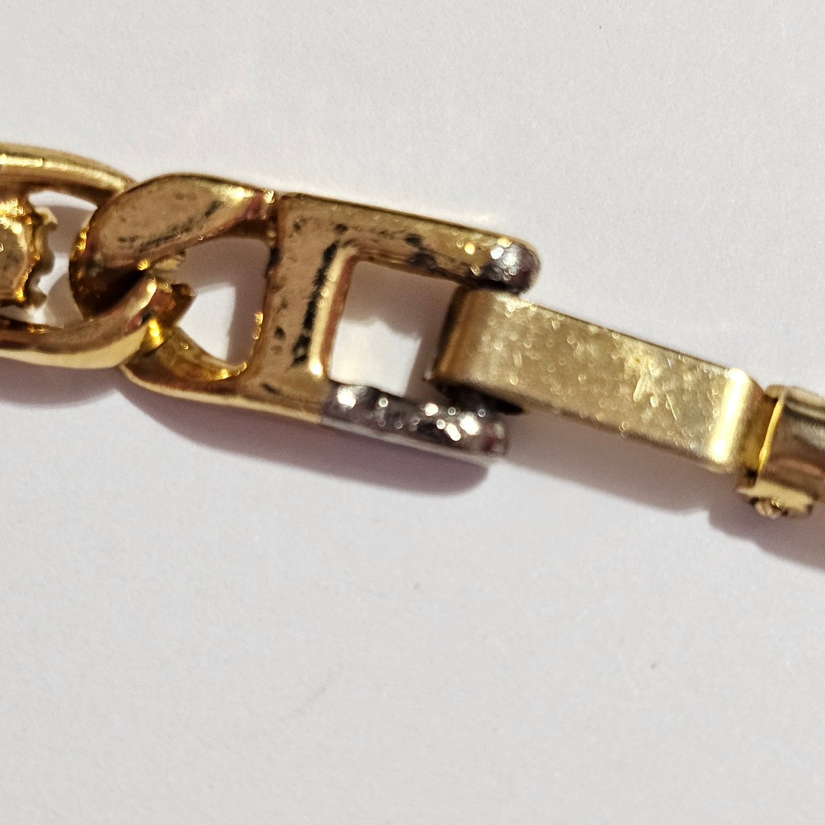 Gold-tone Clear Blue Rhinestone Link Bracelet