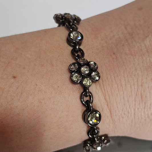 Lauren Conrad Black Gun Metal Flower Link Bracelet