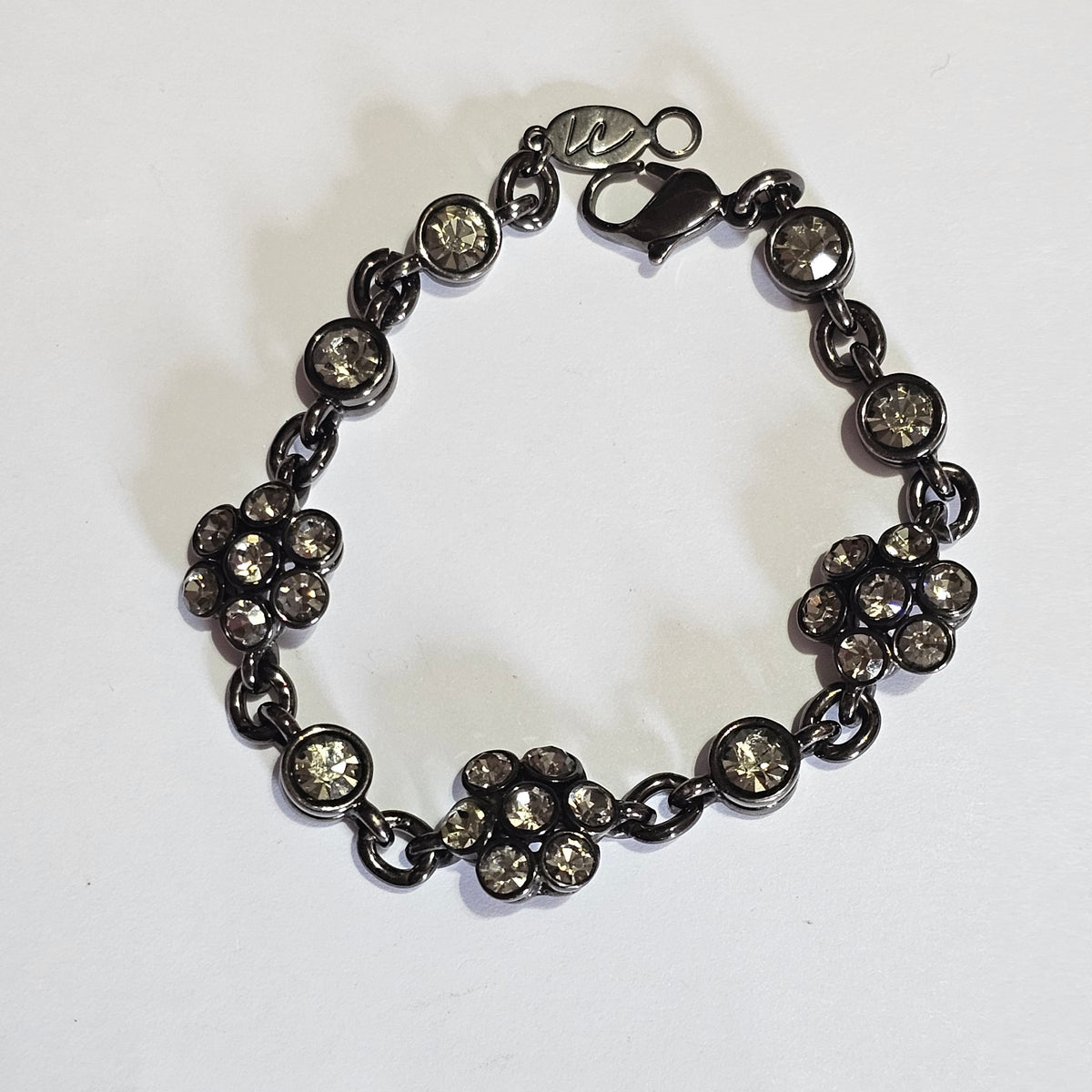 Lauren Conrad Black Gun Metal Flower Link Bracelet