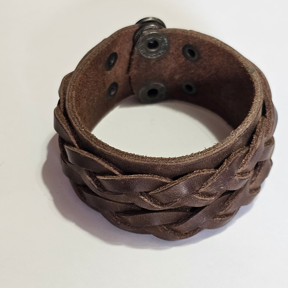 Thick Wide Brown Leather Braided Bracelet Vintage Bohemian